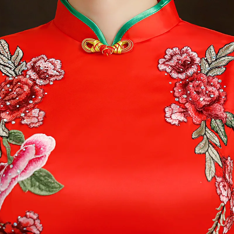 Сексуальное женское длинное платье Cheongsam с цветочным принтом в традиционном китайском стиле, платье с коротким рукавом на весну и лето, тонкое платье для вечеринок Vestido