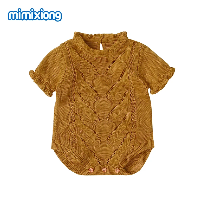 Baby Bodysuits Summer Newborn Girls Jumpsuits Clothes Candy Color Knitted Short Sleeves Infantil Bebes Outfits Children Overalls