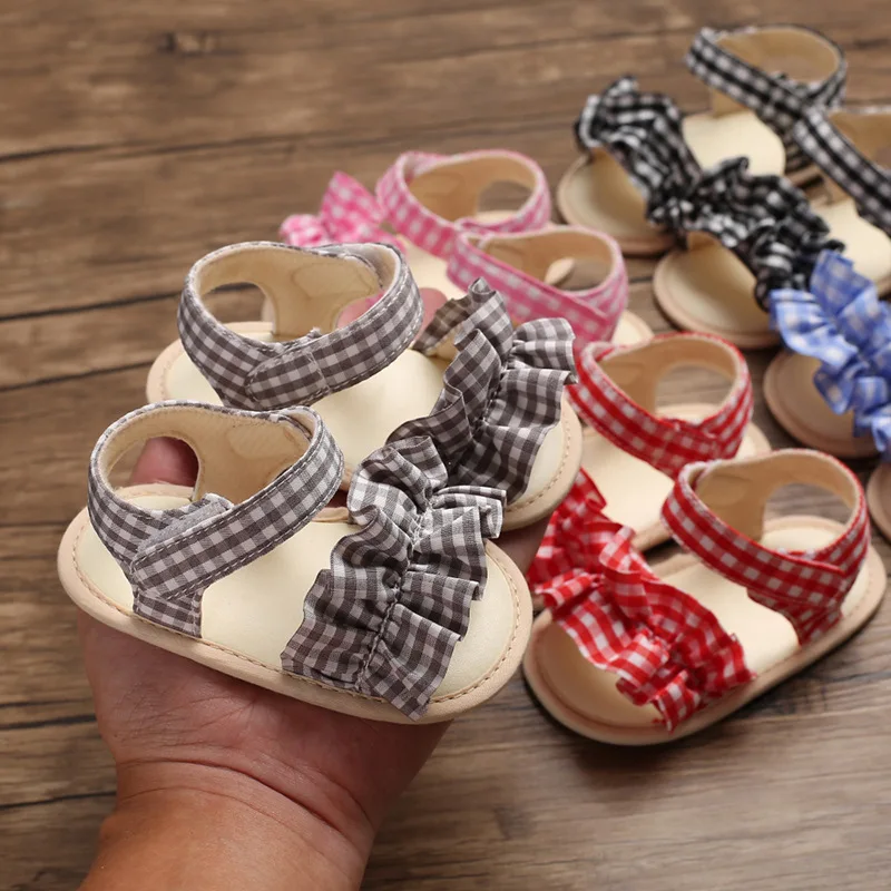 

0-18M New Kid Girl Soft Bottom for Ventilation Sandals Summer Ruffle Beach Shoes