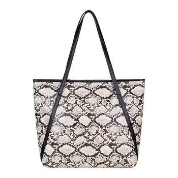 

Snake Print Shoulder Handbags Women Large Top-handle Bags PU Leather Totes