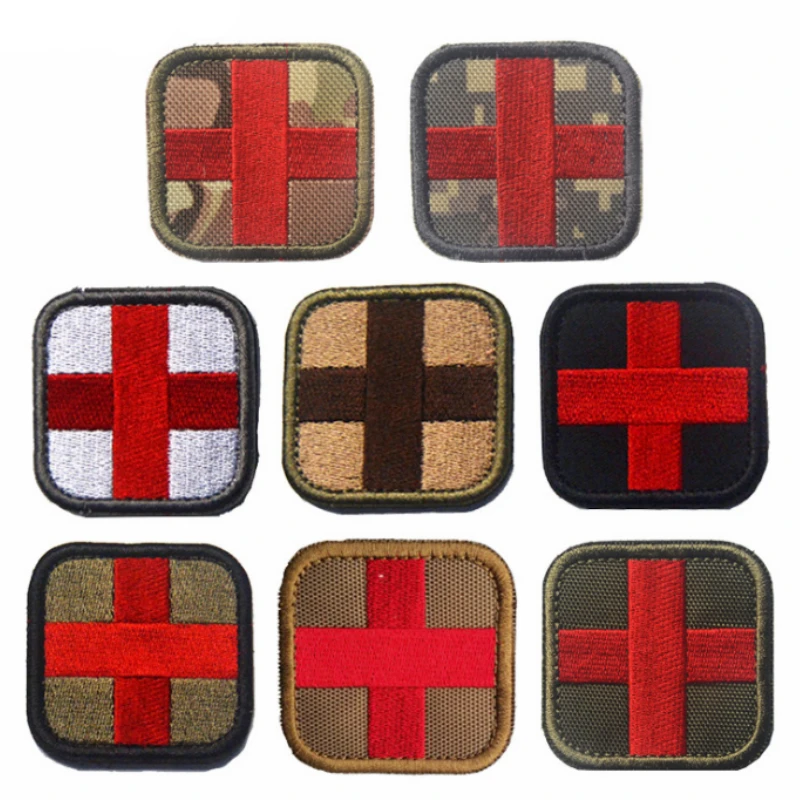 

Red Cross Embroidery Patch Embroidered Patches Military Tactical Armband Shoulder Mark Fabric Sticker
