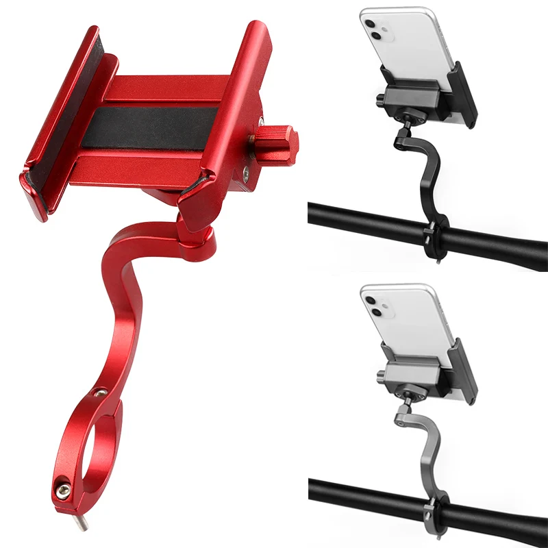 

2021 New Aluminum Alloy Bike Phone Holder Non-slip Motorcycle Bicycle Handlebar Mobile Cell Phone Stand for iPhone Redmi Samsung