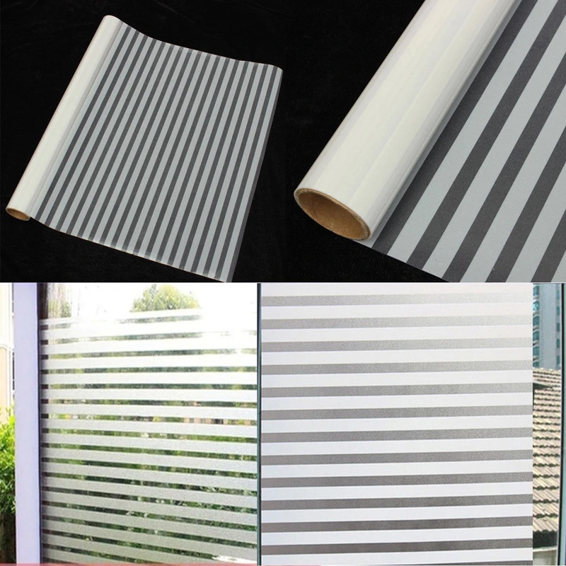 45cm*2m Imitation Louver Window Film Frosted White Stripe Glass Sliding