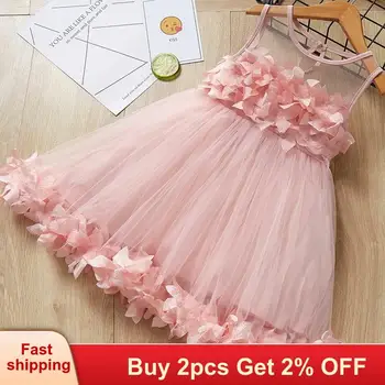

Baby girl dress Summer girls New Clothes Mesh Girls Clothes Pink Applique Princess Dress Children Baby Girls Dress Girls Dress