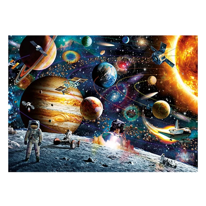 Space Besegad, для взрослых и детей, 1000 шт., бумажные декорации, пазлы, мультяшный олень, космические звезды, пейзаж, головоломка, головоломка, сделай сам, представить, художественные игрушки - Цвет: Space