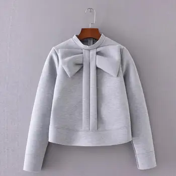 

European Fashion Style Bow Hoodies Coat Casual Long Sleeve Sweatshirt Fashion Elegant Slim Hoodies Jacket
