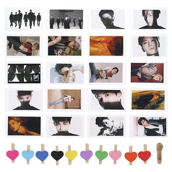 

20pcs/set Kpop SuperM Mini Album SuperM Jopping LOMO Card Send Clips Rope Post Card Gift KAI LUCAS TAEMIN TAEYONG BAEKHYUN LJ801