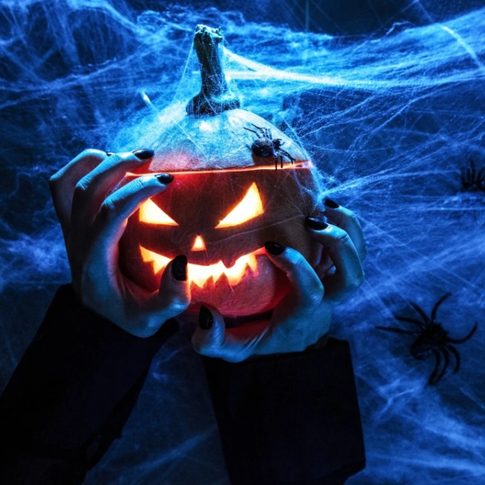 Colorful Spider Web Halloween Decoration Horror Spiderweb Outdoor Scary Halloween Cobweb Skull Makeup DIY Halloween Party Supply