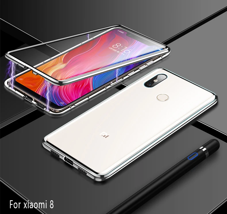 Магнитный адсорбционный металлический чехол для Xiaomi 9 Lite 9T Pro 8 SE CC9 A3 9H Двусторонняя пленка из закаленного стекла Redmi note 8 7 Pro 8T F1