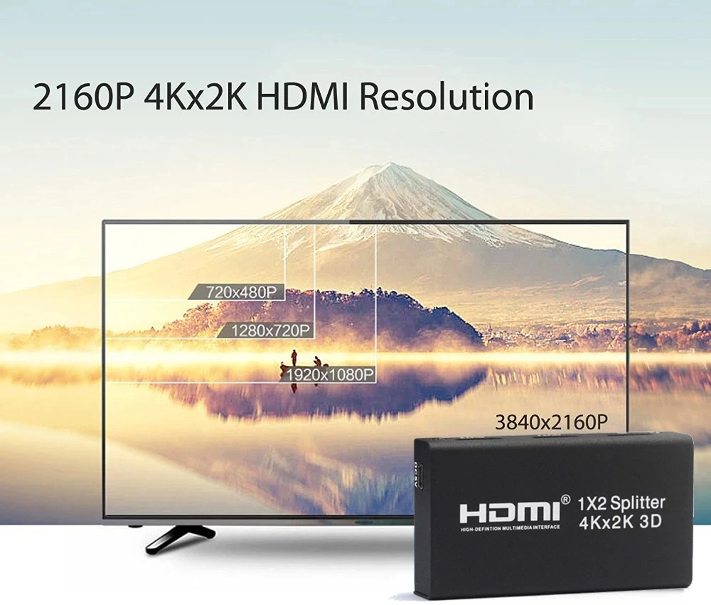 2160P HDMI й 1x2 Hdmi  ߰  Real 4K HDMI ġ ó 1 in 2   HDTV DVD   ÷