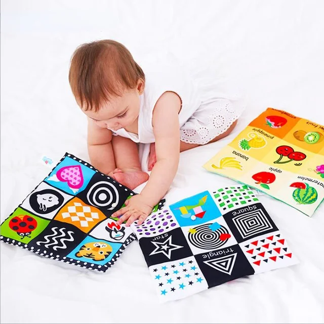 0-12 Months Baby Toys For Newborn Soft Cloth Book Learning Educational Black White Cognition Rustle Sound Newspaper 1