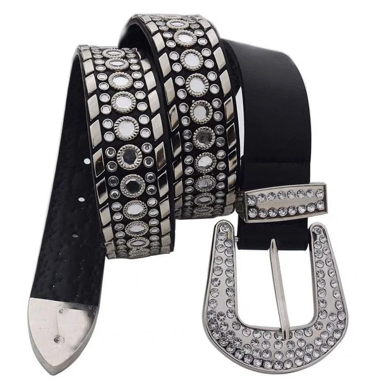 Goth Rhinestone Y2k Waist Belt Women 