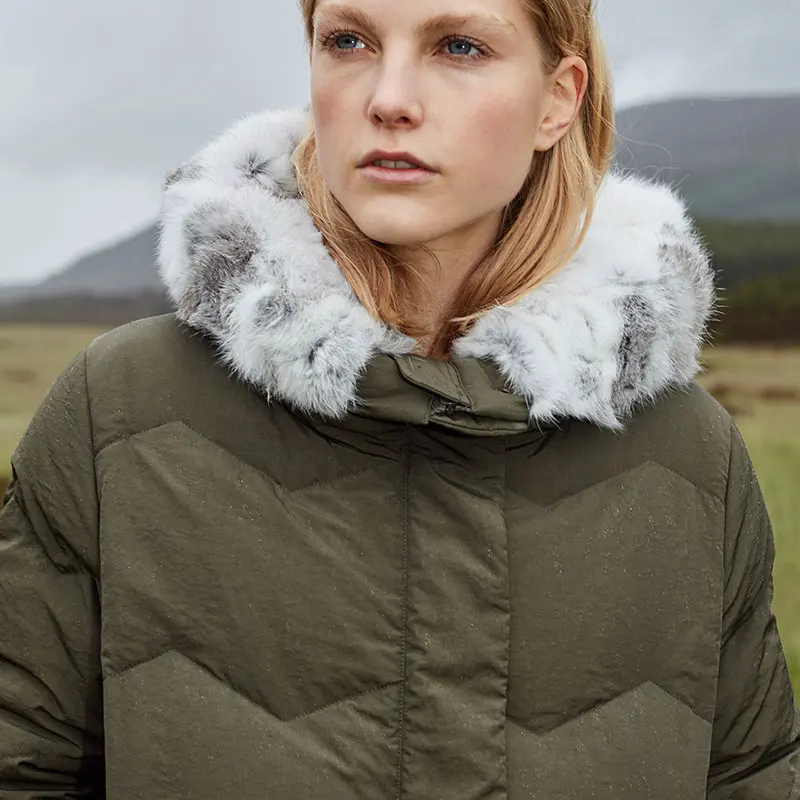 Vero Moda Съемный капюшон из кроличьего меха Чистый длинный пуховик | 318312507