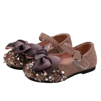 

New Spring Girls Leather Shoes Kids Casual Shoes Flats Children Princess Bow Diamond single Dress Shoes for Girls