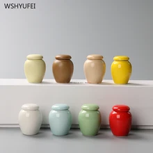 Retro mini tea pot ceramic medicinal small porcelain bottle portable blush lipstick cosmetic tea powder paste storage box