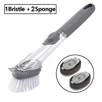

Soap Dispensing Brush Dish Wand Cleaning Scrubber Grips with Refill Replacement Head for Heavy Duty Kitchen Sink Grill Pot Oven
