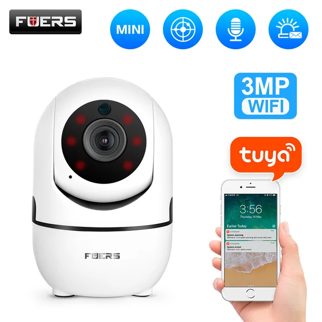Fuers 3MP IP Camera Tuya Smart Surveillance Camera Automatic Tracking Smart Home Security Indoor WiFi Wireless Baby Monitor 1