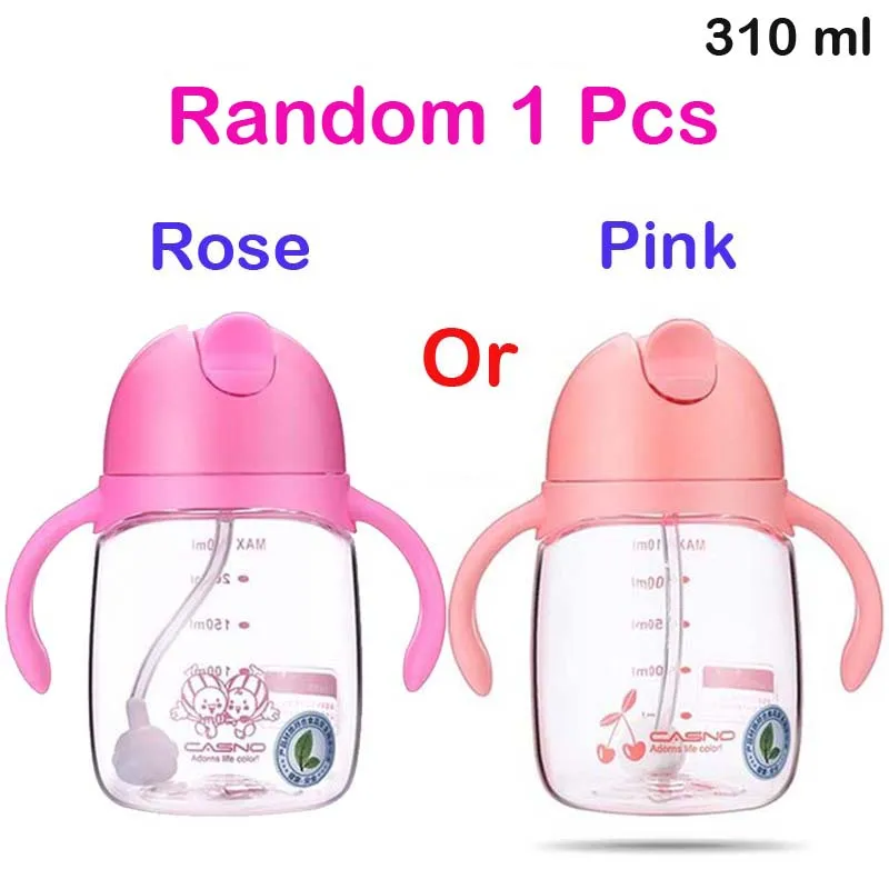 Pink Or Rose 310 мл для новорожденных бутылочка для кормления детская бутылочка для кормления с ручкой соломенная бутылочка для кормления 1 шт. Детские аксессуары - Цвет: Pink Or Rose