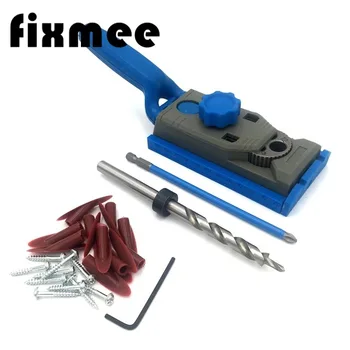 

2 in 1 Genius Woodworking Pocket Hole Jig Kit Set 9.5mm Drill For Pilot W/ Scale Straight Hole Positioner Punching Tool