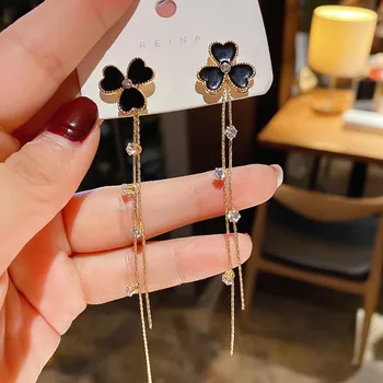 

925 Silver Tri-Lobe Spend High Grade Sense Earrings Fairy Elegant Tassel Earring Online Celebrity New Products Fashion Ear Stud