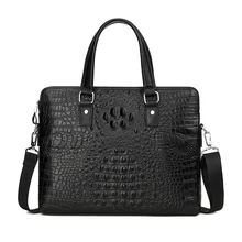 Новая Двойная кожаная мужская сумка для ноутбука с узором «крокодиловая кожа», деловой портфель, водонепроницаемая сумка, мужская сумка на плечо, сумка-мессенджер