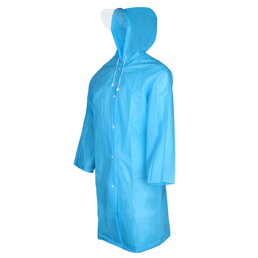 Waterproof Rain Poncho Reusable Adult Raincoat with Hoods & Cap Visor White