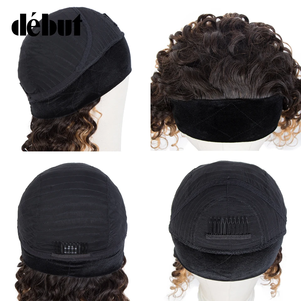 Debut Glueless Wigs For Women Kinky Curly Human Hair Bob Wigs Brown Ombre Headband Wigs T1B/99J Brazilian Deep Wave Cheap Wigs