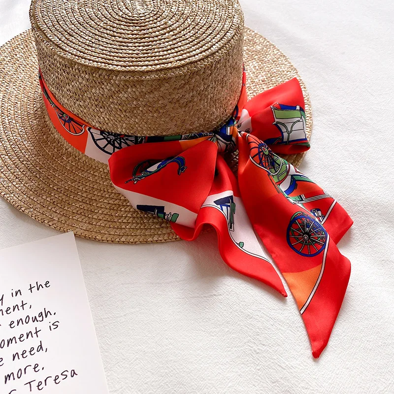 

Длинный шелковый шарф KOI LEAPING с эстетическим принтом, Женский декоративный шарф в литературной карете, повязка на голову, галстук, ремешок на запястье, ремень для сумки