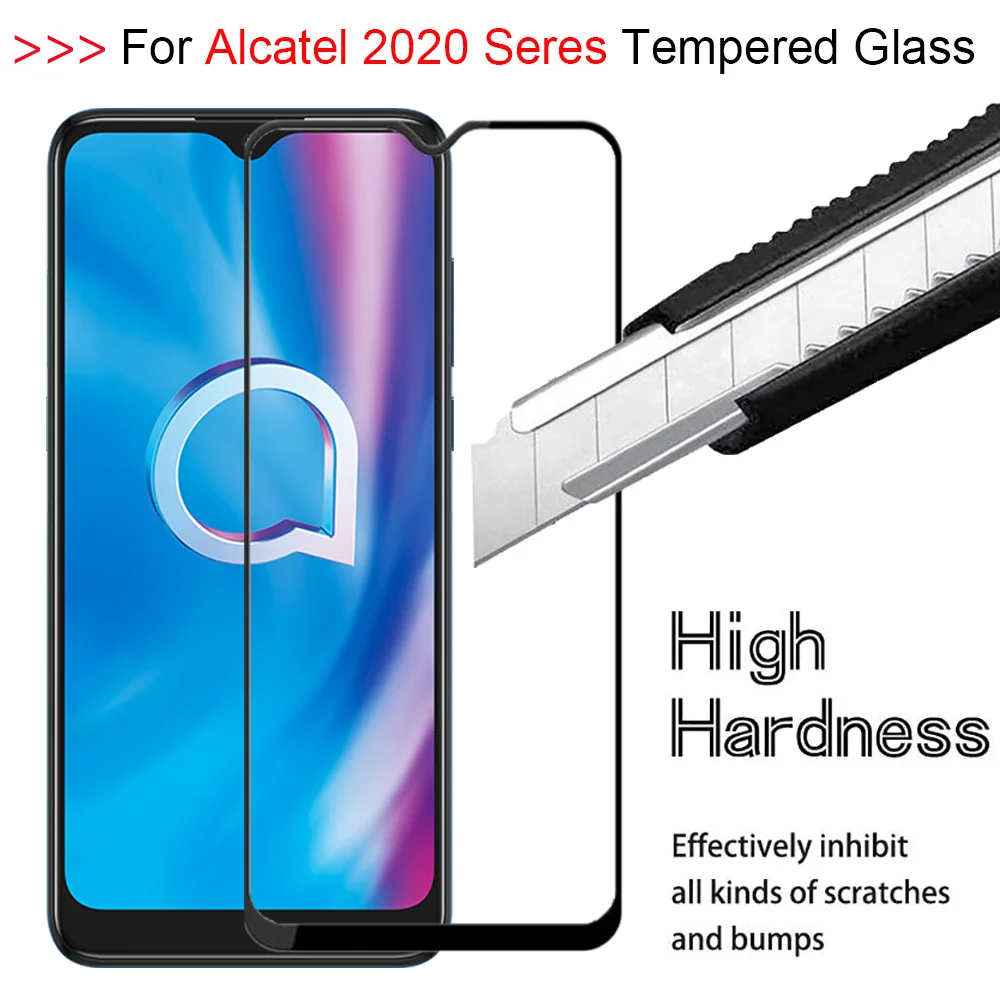 5D закаленное стекло с полным клеем для Alcatel 1S 1V 2020 Черная защитная пленка 3V 3L