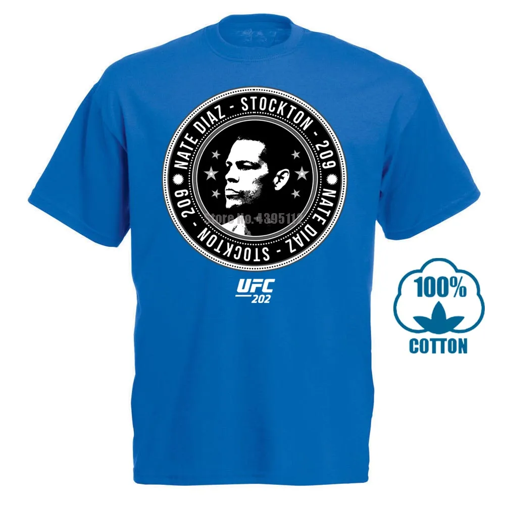 Мужская модная дешевая футболка Nate Diaz Stockton 209 повторная черная футболка мужская Повседневная футболка - Цвет: Синий