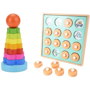 

Baby Kid Education Wooden Toy Stacking Nest with Kids Wooden Memory Match Chess 3D Puzzles Casual Game Puzzles