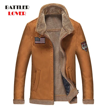 

Men Genuine Leather Jacket Winter Motor Air Force Thick Fleece Coat Male Retro Jackets Fur Collar Outerwear Men Tactical Jacket