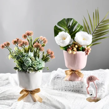 

Jardiniere Creative Ceramic Flower Pot Arrangement Container Bouquet Shape Living Room Flower Dloral Decoration Home Decoration