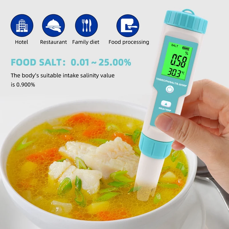 7 в 1 PH/TDS/EC/ORP/Salinity /S.G/измеритель температуры Измеритель Качества Воды Тестер