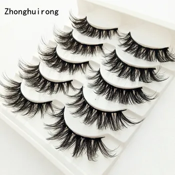 

5 pairs of eyelashes handmade mink lashes 5D lashes thick multi-layer lashes natural eyelash extension extended makeup tools