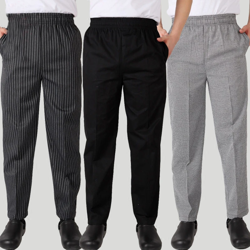 

VIAOLI kitchen pants High Quality hotel Stripe elastic Chef uniforms kitchen work clothes restaurant trousers zebra pants