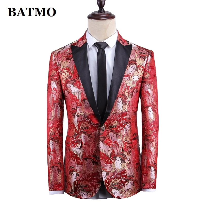Batmo Новое поступление, высококачественные повседневные мужские блейзеры с принтом, мужские повседневные костюмы, мужские куртки с принтом, большие размеры 1915