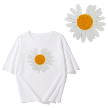 

Sunflower Daisy Flower Embroidered Iron on Patches for Clothes Stickers Badge 10 pieces