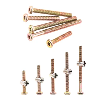 

100Pcs Furniture Crib Bolts with Barrel Nuts Assortment Kit for Furniture, Cots, Baby Beds, Crib 40Mm / 50Mm / 60Mm / 70Mm / 80M