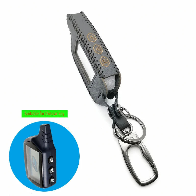

2-way B9 LCD Keychain Remote 100% Leather Case Cover for Car Alarm System Security Starline Twage Russian Vehicle B9 Key