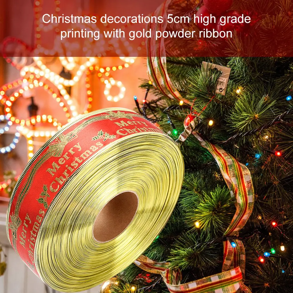 Christmas Decorations Items 5Cm High-Grade Printed Ribbon Diy Creative Fashionable Hand-Woven Ribbon
