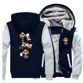 

Saitama teacher One Piece Anime Cartoon Thick Fashion Jacket 2019 New Winter Men's Hoodies Coat Tops Clothing Outerwear