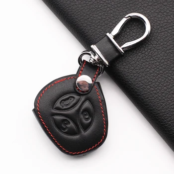 

Genuine Leather Remote Key Case Car Key Wallet For Lada chain For Renault Keychain 3 buttons remote control