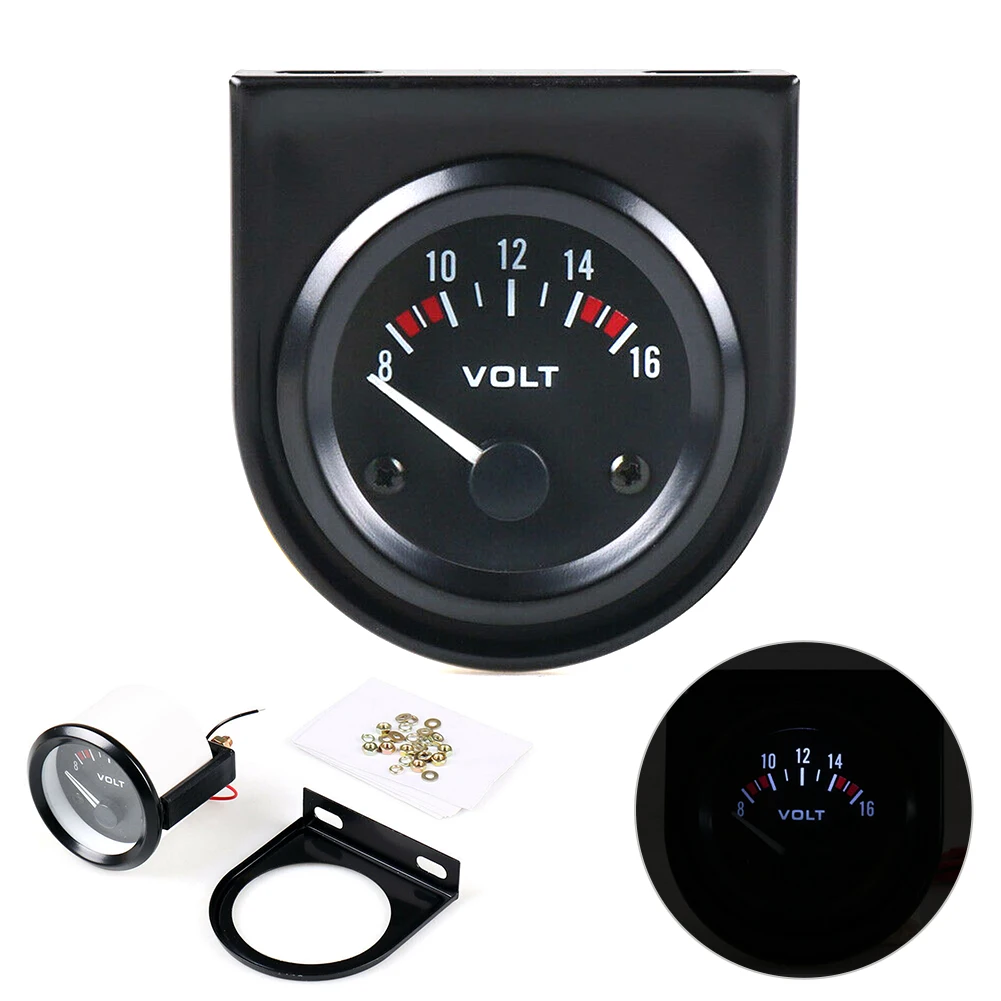 

2Inch 52mm 8-16V Car Auto LED Volt Voltmeter Voltage Gauge Meter Black Bezel Auto Modified Instrument Voltage Meters