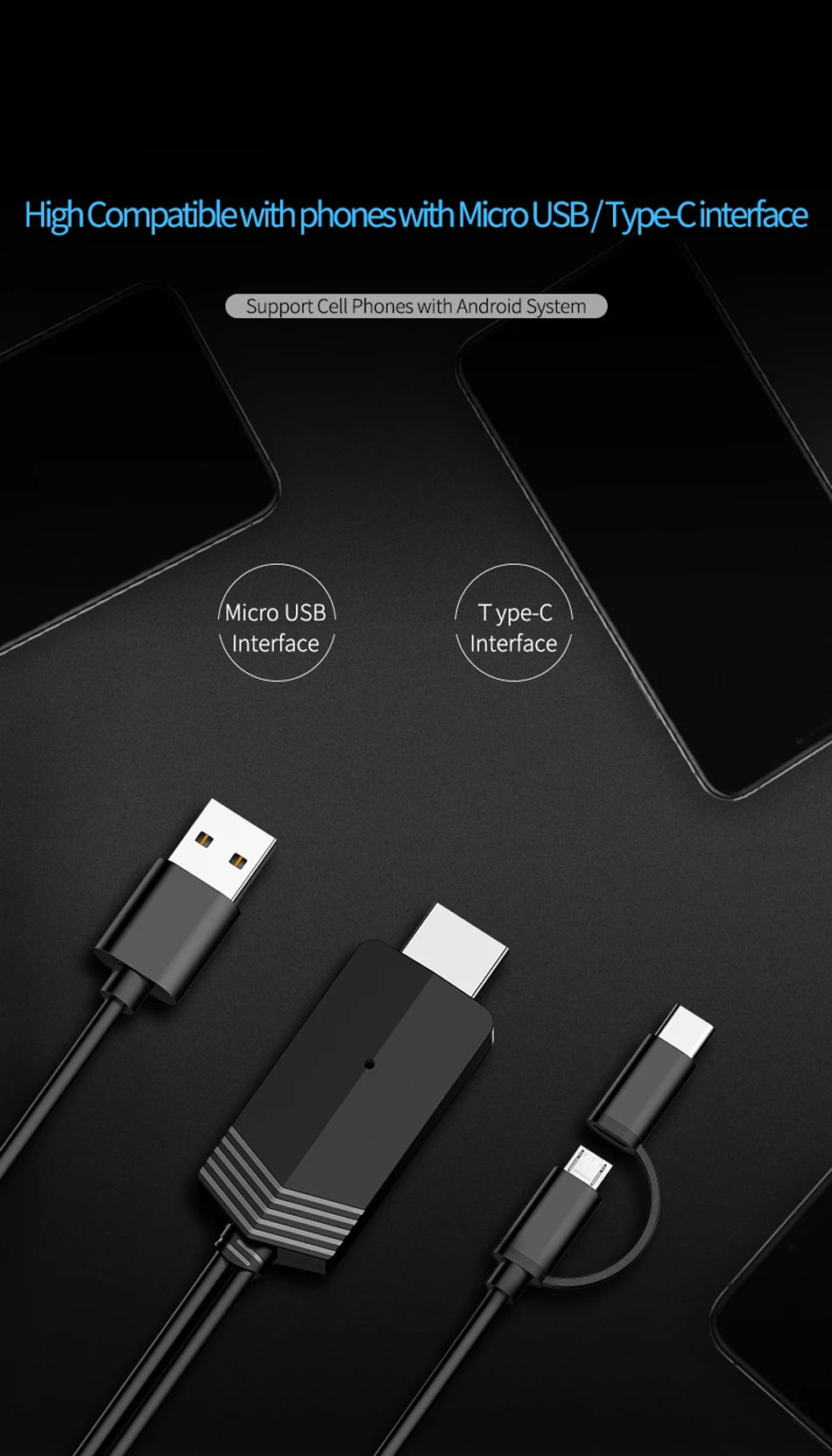 JKING tv Stick Micro usb type C кабель Plug Play зеркалирование экран для Android HD tv адаптер HDMI потоковая передача Full 1080p для S10