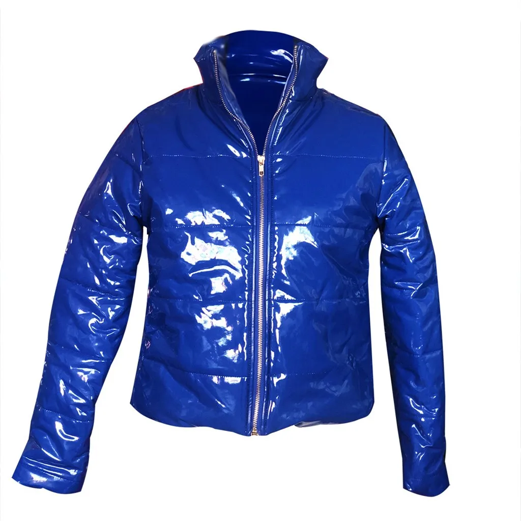 KANCOOLD spring and autumn new short patent leather bright leather bread service down jacket coat motorcycle jacket black