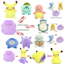 

Takara Tomy Stuffed Toy Soft Pokemon Transformation Doll Ditto Plush Toy Pillow Pikachu Charmander Squirtle Eevee Snorlax