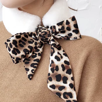 

New Fashion Leopard Printed Silk Scarf Women Winter Scarf Soft Warm Cashmere Shawls Scarves for Women Fur Scarf Foulard Femme