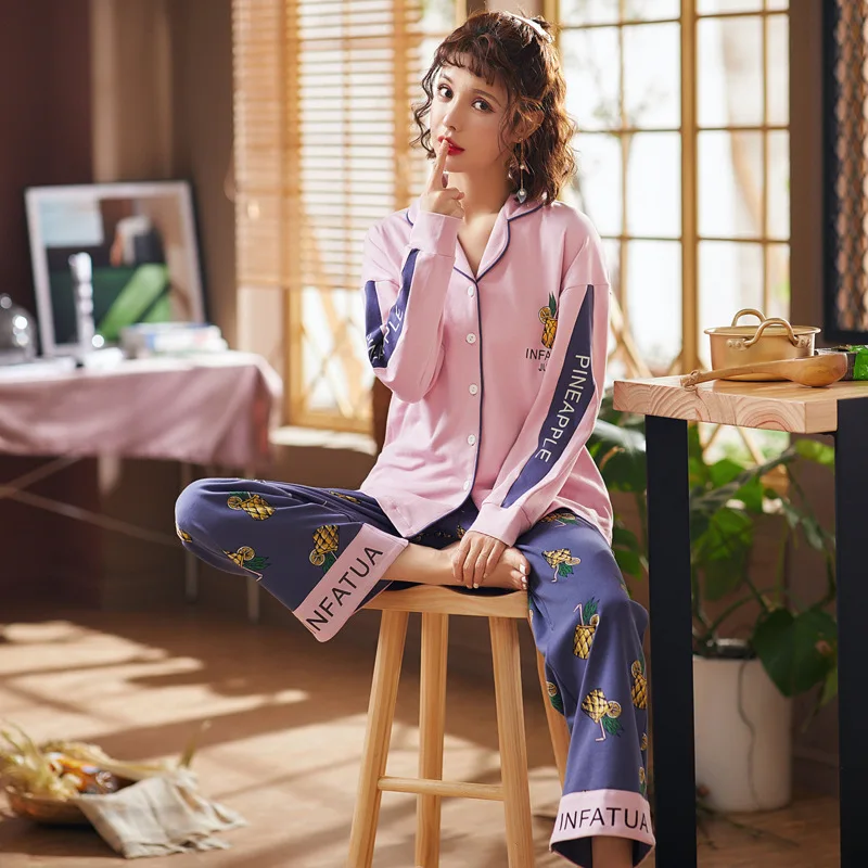 

Pajamas Women Long Sleeve Spring And Autumn Pure Cotton Korean-style Women's Large Size Thin Autumn And Winter Cotton Tracksuit