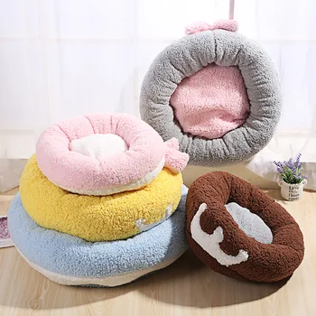 

Cotton Dog Bed Nest Donuts Cat Bed Round Puppy Bed with Bow Warm Mattress Dog Beds for Small Dogs Mats Dropshipping